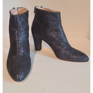 SARAH JESSICA PARKER SJP Minnie Black Glitter Ankle Heeled Boots Shoes 40.5